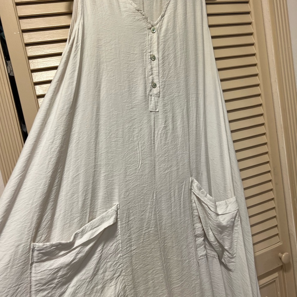 Long cotton dress, Made in Italy cream color. One size